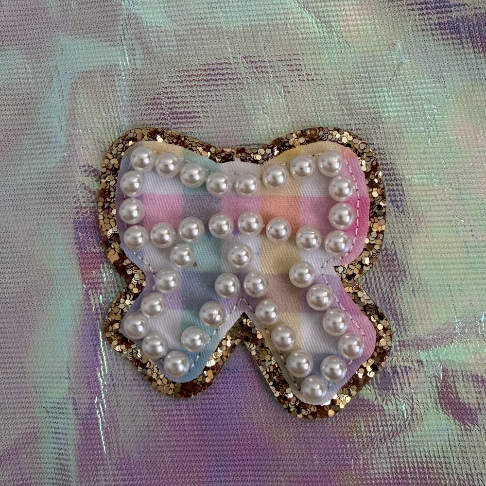 Rainbow gingham bow patch